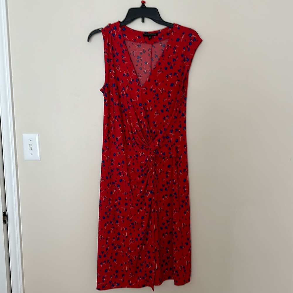 BANANA REPUBLIC MIDI SHEATH FLIRAL SILKY STRETCH DRESS.  SIZE M/P